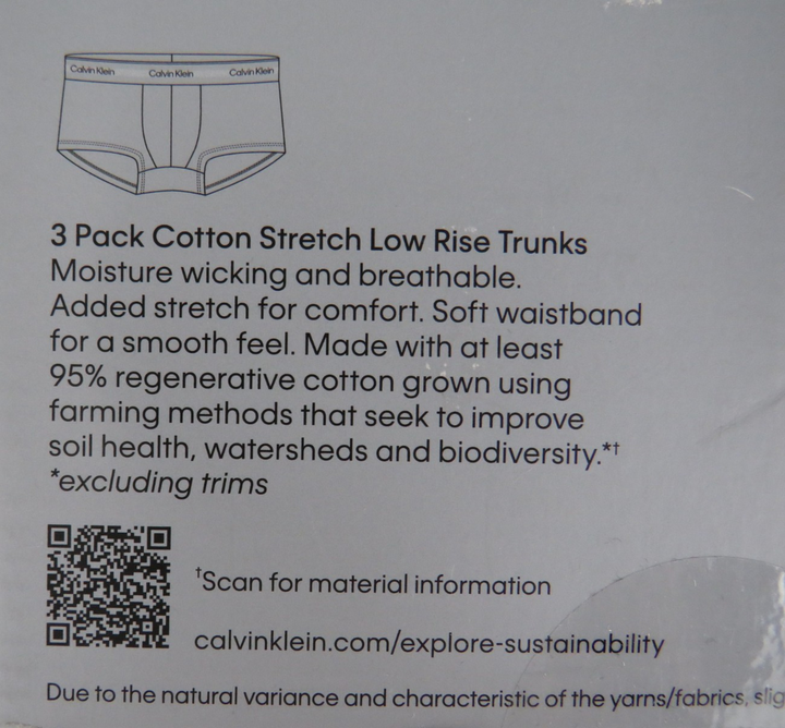 Calvin Klein Modern Cotton Stretch Low Rise Trunks, Pack of 3 MSRP $47