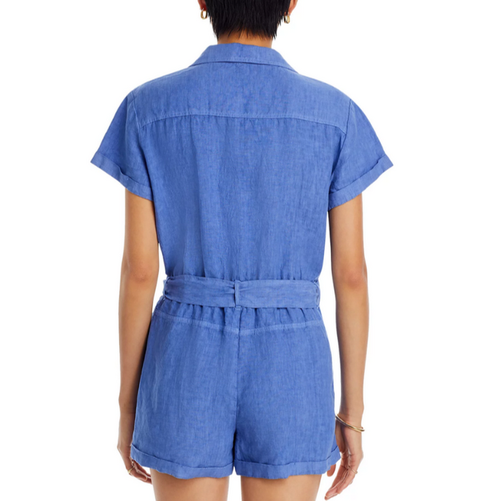 Bella Dahl Rolled Hem Linen Utility Romper MSRP $218
