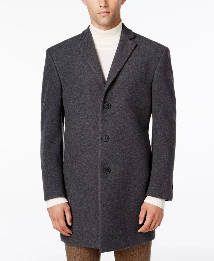 Calvin Klein Men's Prosper Wool-Blend Slim Fit Overcoat MSRP $395