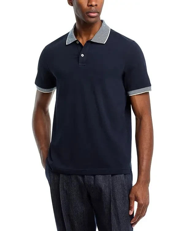 The Men's Store Striped Trim Cotton Polo Shirt MSRP $78