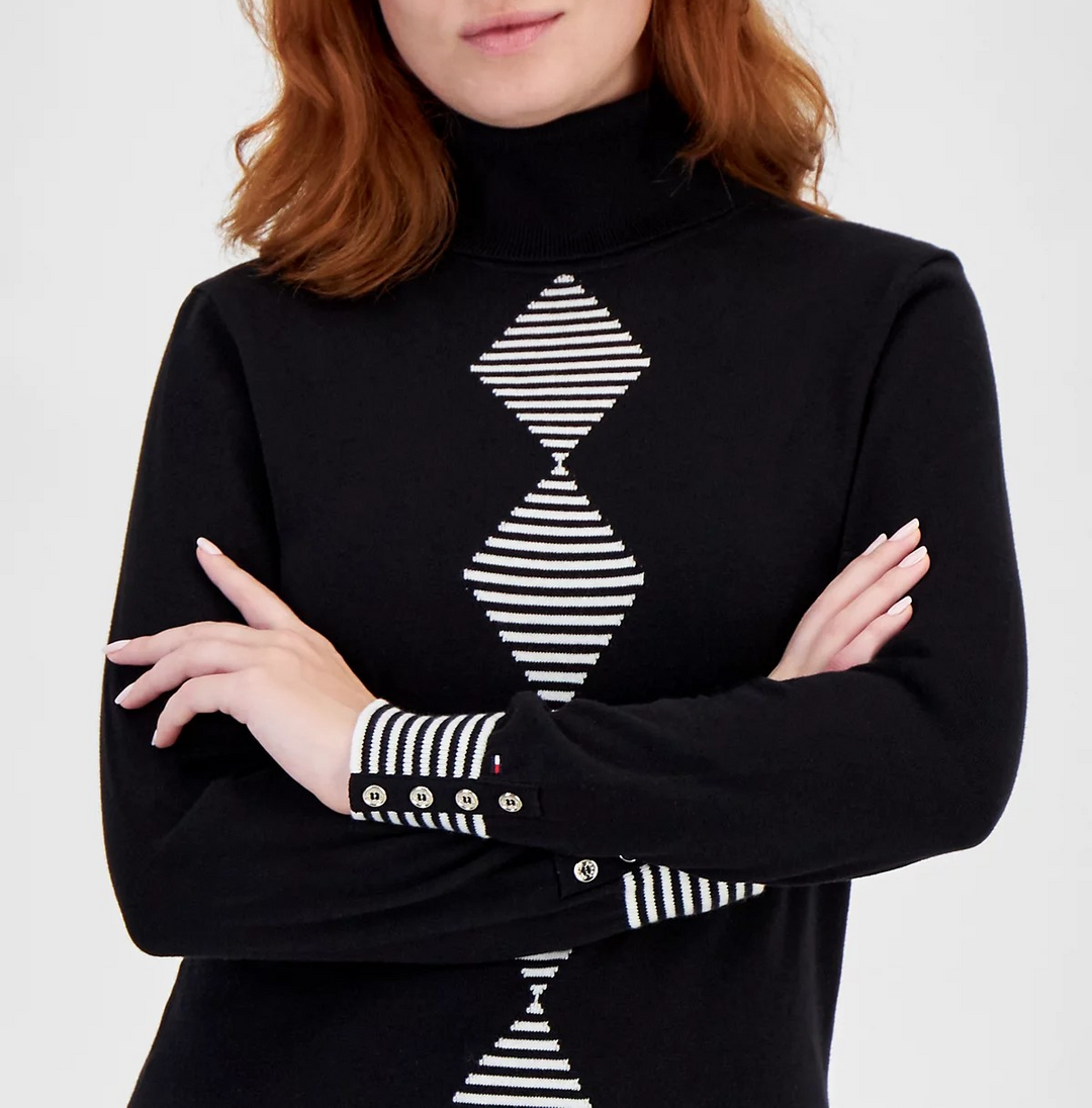 Tommy Hilfiger Women's Star Argyle Stella Sweater MSRP $69.50
