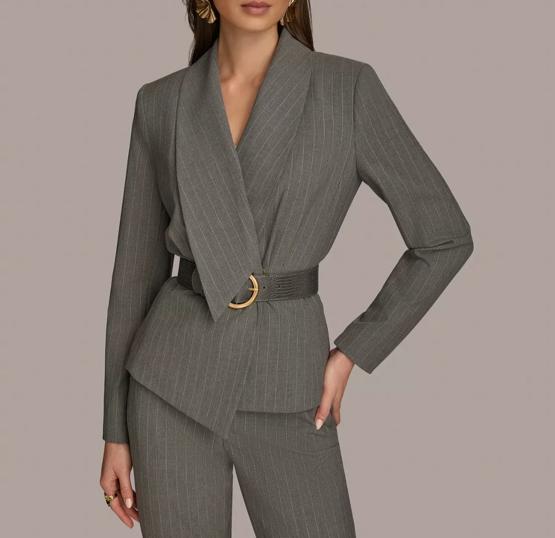 Donna Karan New York Women's Belted Pinstripe Jacket MSRP $199