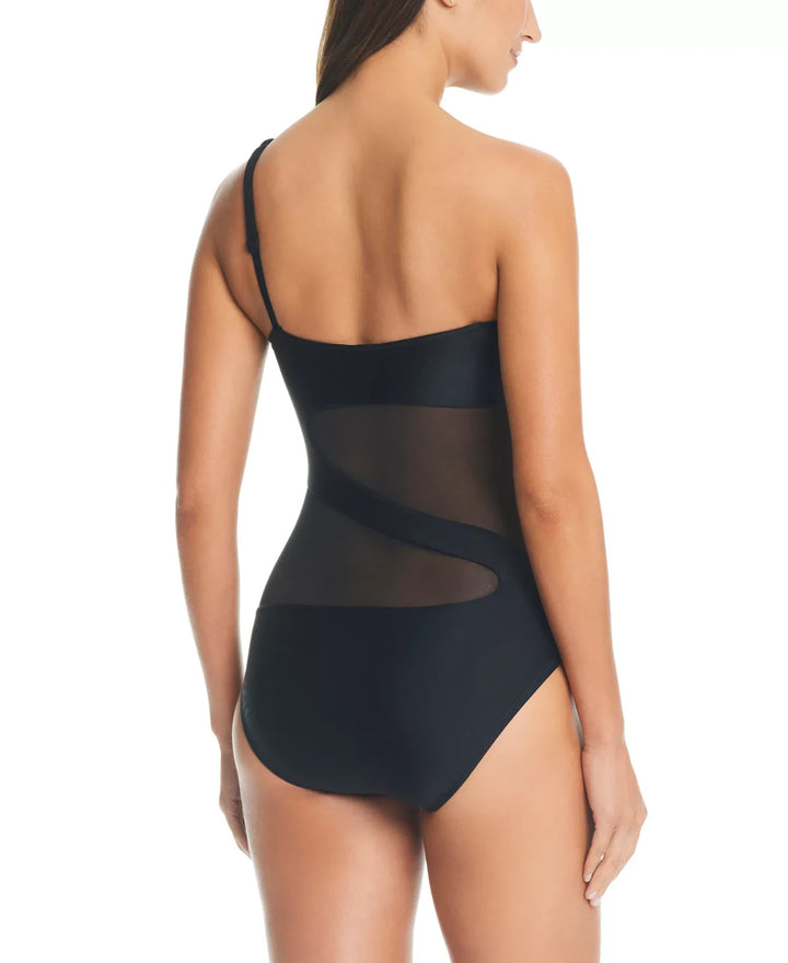 Bar III Women's One-Shoulder Mesh Cutout Swimsuit MSRP $94