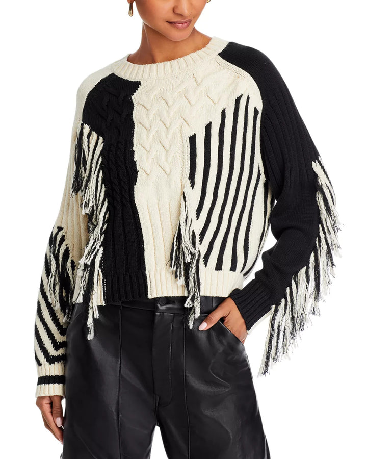 MOTHER The Jumper Slice Crewneck Cable Knit Sweater MSRP $450