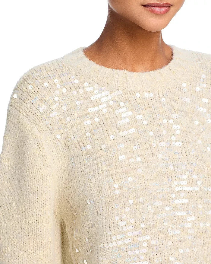 AQUA Iridescent Sequin Crewneck Knit Sweater MSRP $78