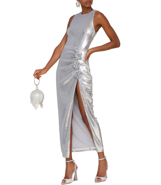 Avec Les Filles Sequin-Embellished Crewneck Sleeveless Dress MSRP $188
