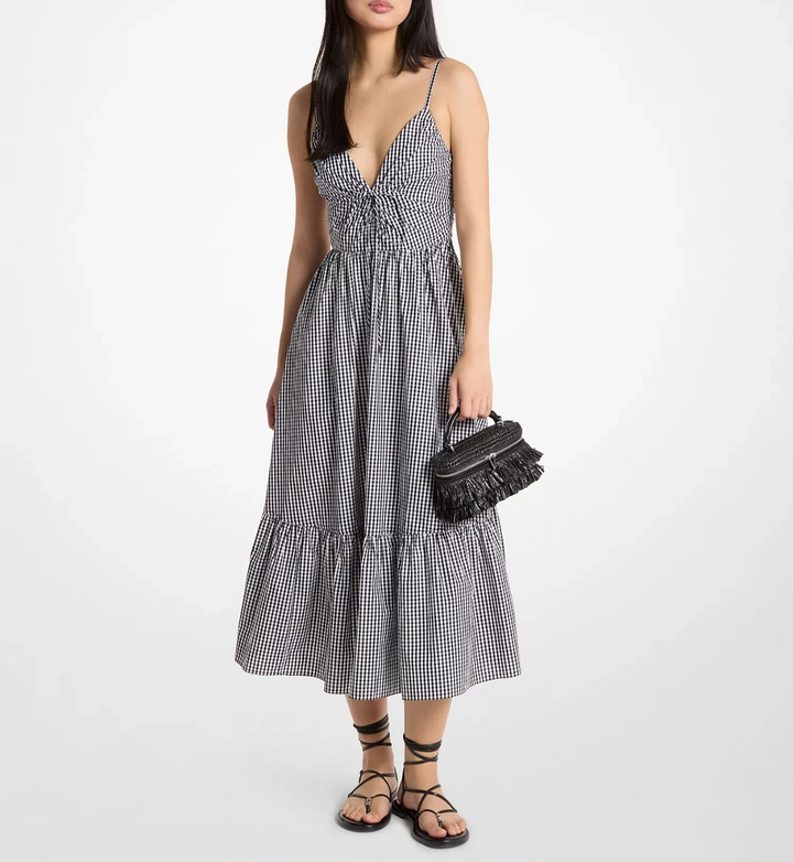 Michael Kors Gingham Cotton Midi Dress MSRP $179.50