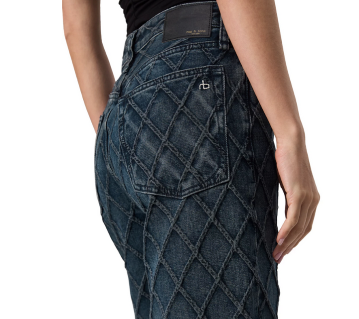 rag & bone Logan Quilted Mid Rise Wide Leg Jeans MSRP $318