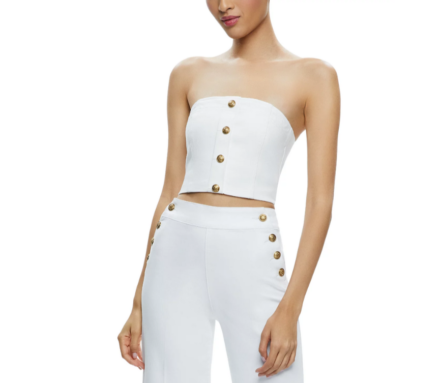 Alice and Olivia Strapless Denim Cropped Top MSRP $265