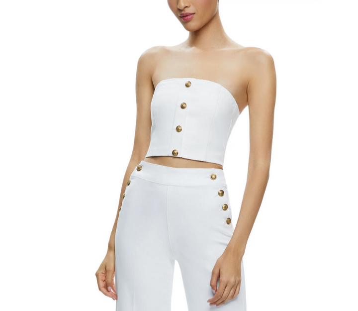 Alice and Olivia Strapless Denim Cropped Top MSRP $265