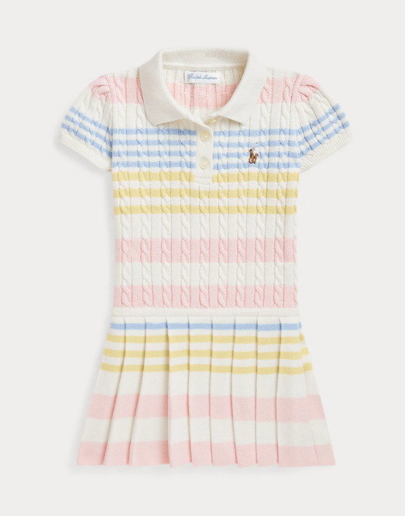 Ralph Lauren Baby Girl Striped Cotton Polo Sweater Dress MSRP $79