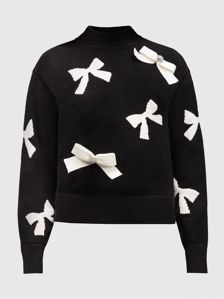 Karl Lagerfeld Paris 3D Bow Mock Neck Sweater MSRP $109