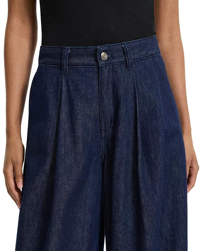 Theory Pleated High Rise Wide Leg Jeans MSRP $295