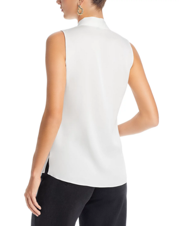 Kobi Halperin Mila Sleeveless V Neck Pleated Silk Blouse MSRP $248