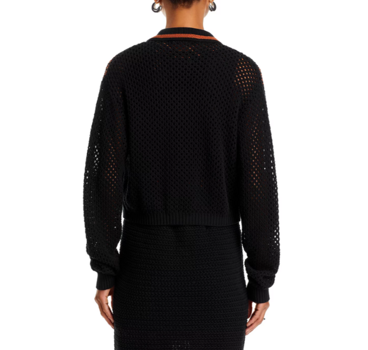 RE/DONE Crochet Polo Button Front Cardigan MSRP $395