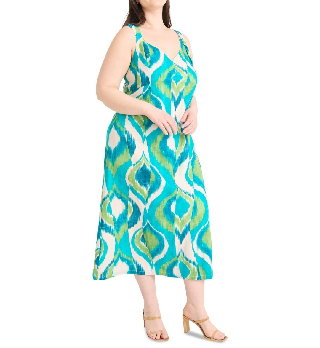 Maggy London Plus Size Printed Double-Strap Midi Dress MSRP $168
