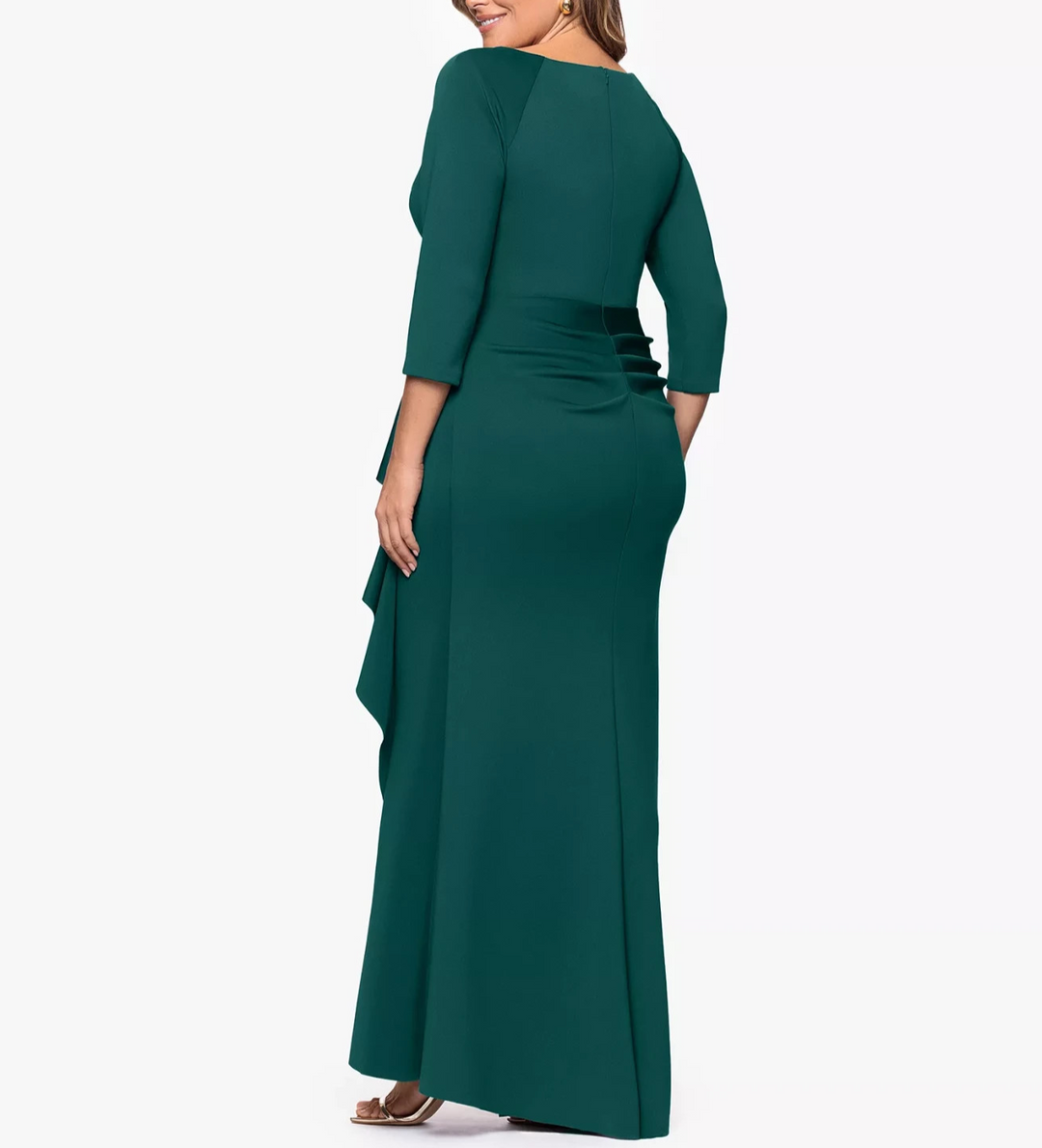 XSCAPE Plus Size Side-Ruffle Ruched Gown MSRP $269