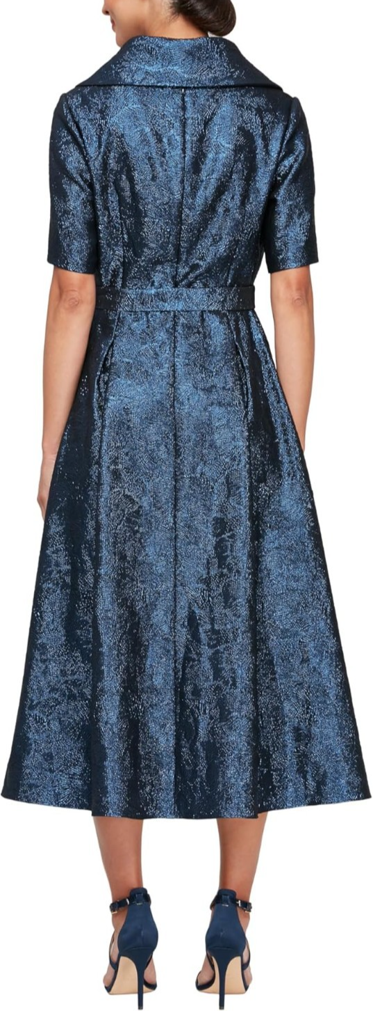 Alex Evenings Women's Portrait Collar Dress with Full Skirt MSRP $199