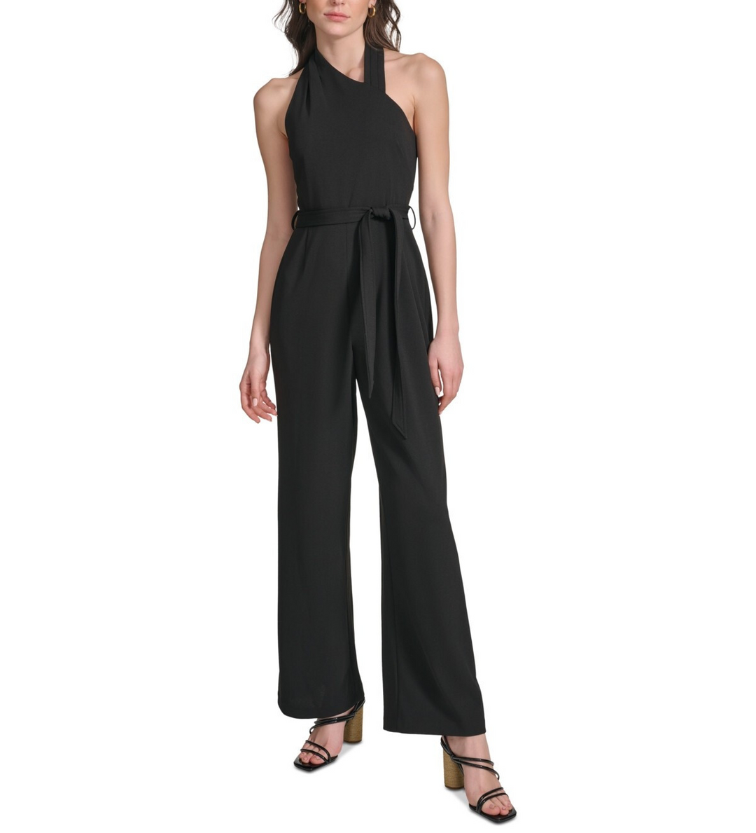 Calvin Klein Belted Flare-Leg Jumpsuit MSRP $139