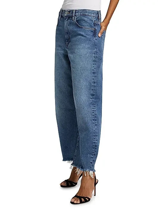 FRAME The Bubble High-Rise Barrel Crop Jeans MSRP $298