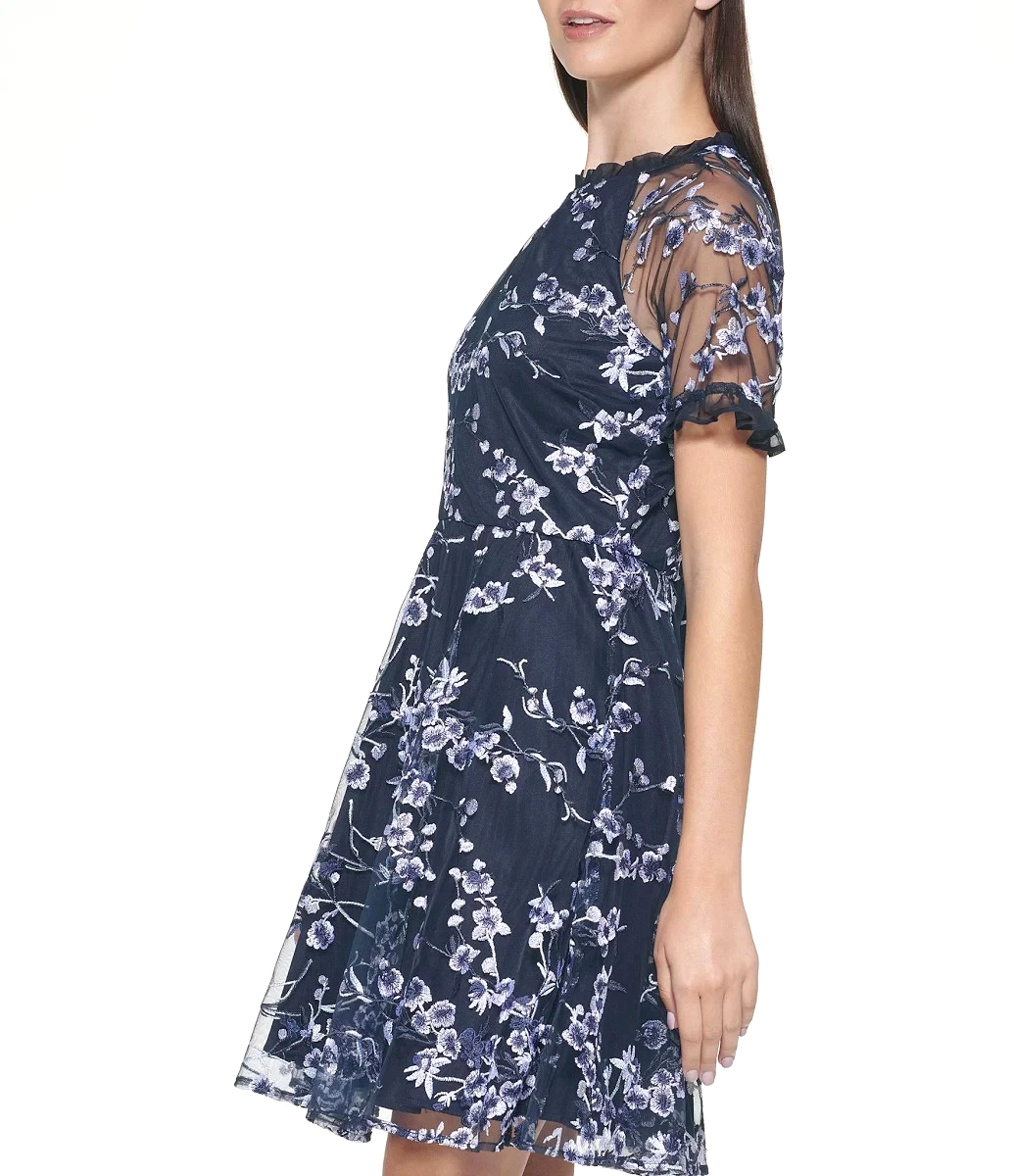Kensie Floral-Embroidered A-line Dress MSRP $138