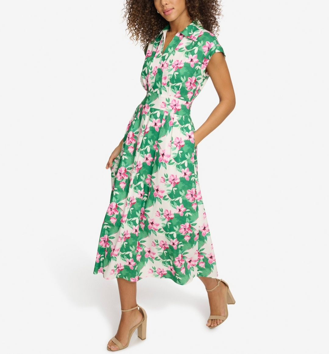 kensie Floral-Print Midi Dress MSRP $128