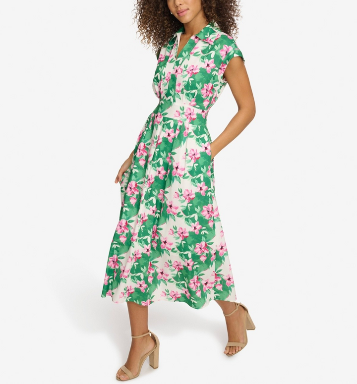kensie Floral-Print Midi Dress MSRP $128