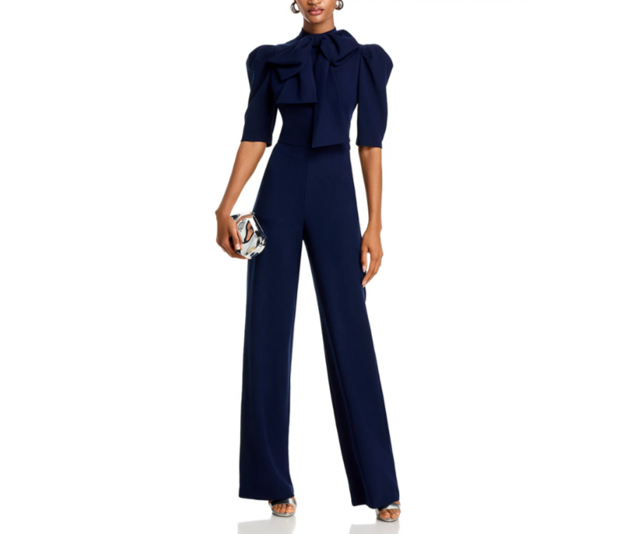 Black Halo Ara Bow Straight Leg Jumpsuit MSRP $525
