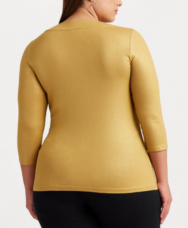 Lauren Ralph Lauren Plus Size Shimmer Surplice Top MSRP $89