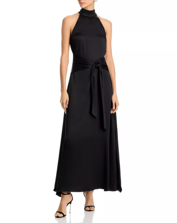 TOCCIN Jocelyn Satin Tie Front Maxi Dress MSRP $795