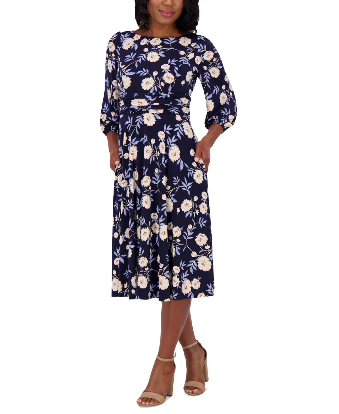 Jessica Howard Women's Floral-Print Midi Fit & Flare Dress MSRP $109