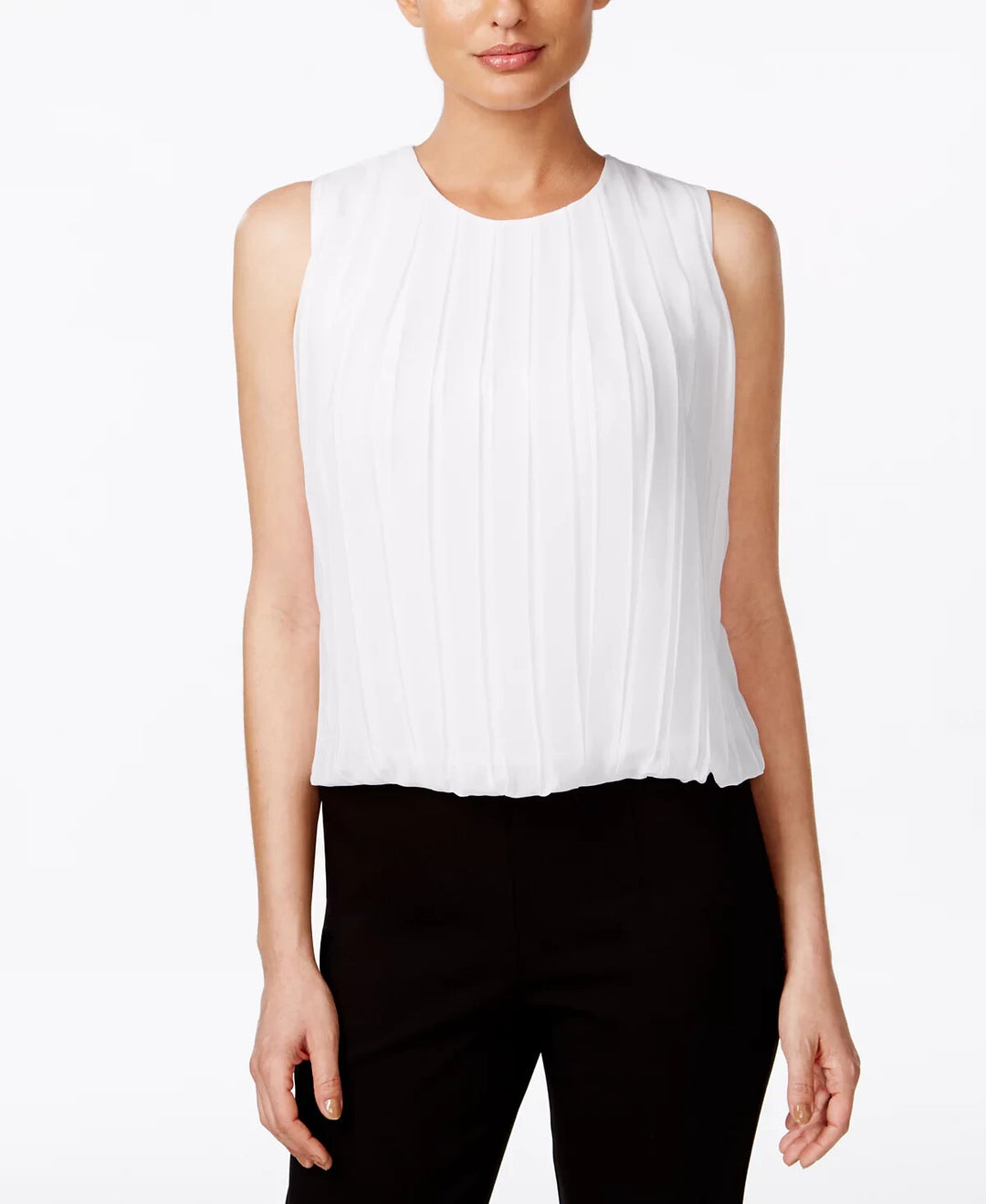 Calvin Klein Sleeveless Pleated Blouse MSRP $69