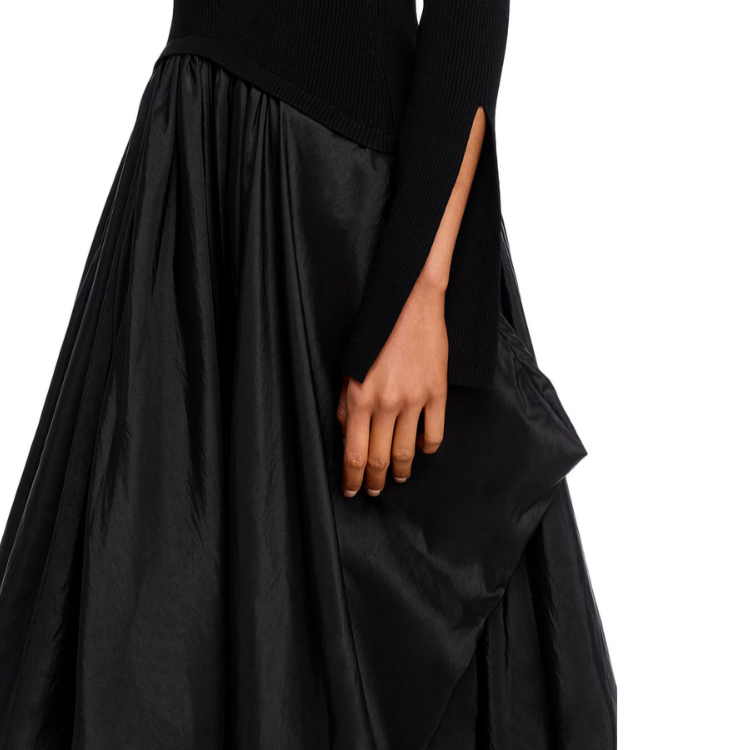 SIMKHAI Kenlie Long Sleeve Mock Neck Midi Dress MSRP $845