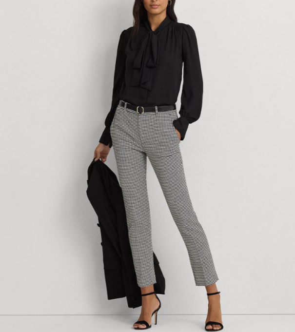 Lauren Ralph Lauren Slim Houndstooth Cropped Pants MSRP $195