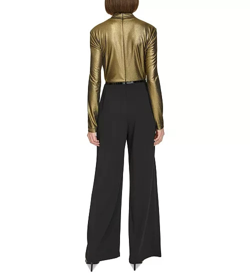 Tommy Hilfiger Shimmer Belted Wide-Leg Jumpsuit MSRP $139