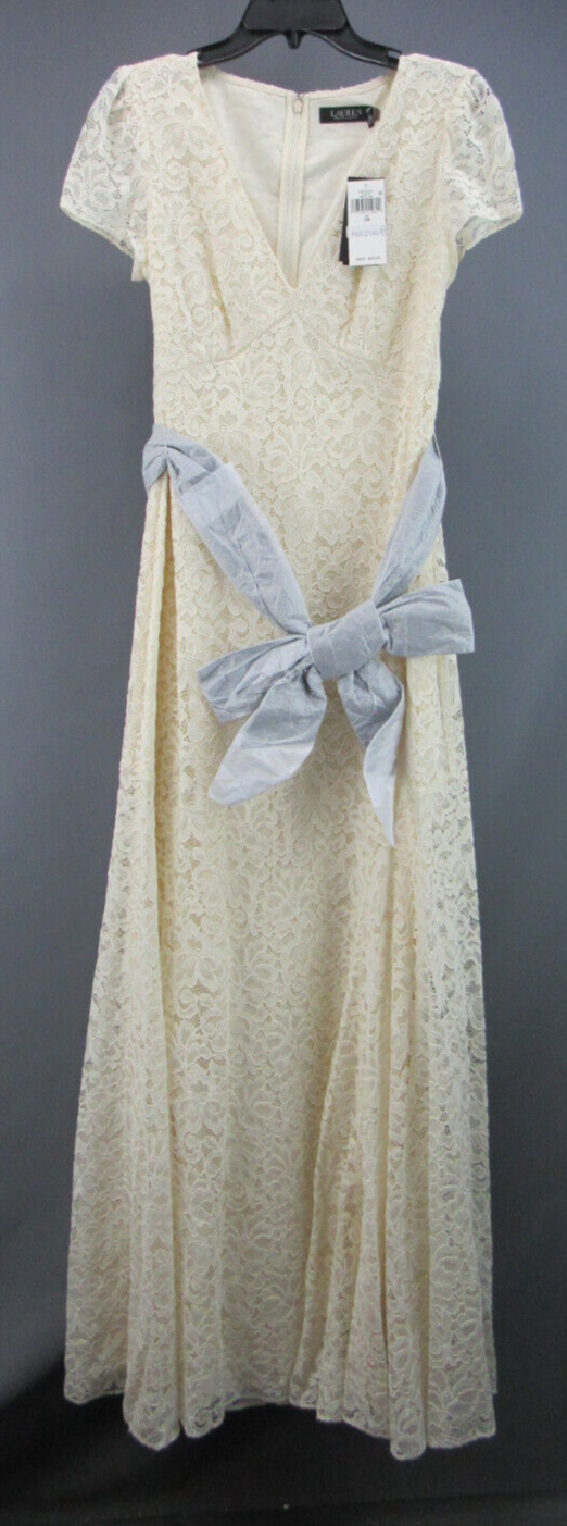LAUREN RALPH LAUREN Belted Lace A-Line dress MSRP $325 # 14A 2148 NEW