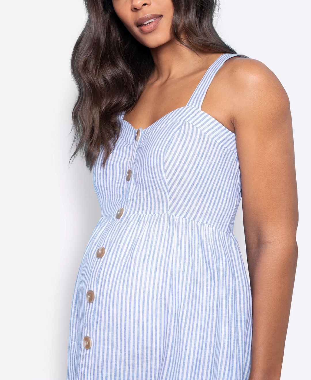 Seraphine Women's Maternity Linen-Blend Midi Nursing Dress MSRP $115