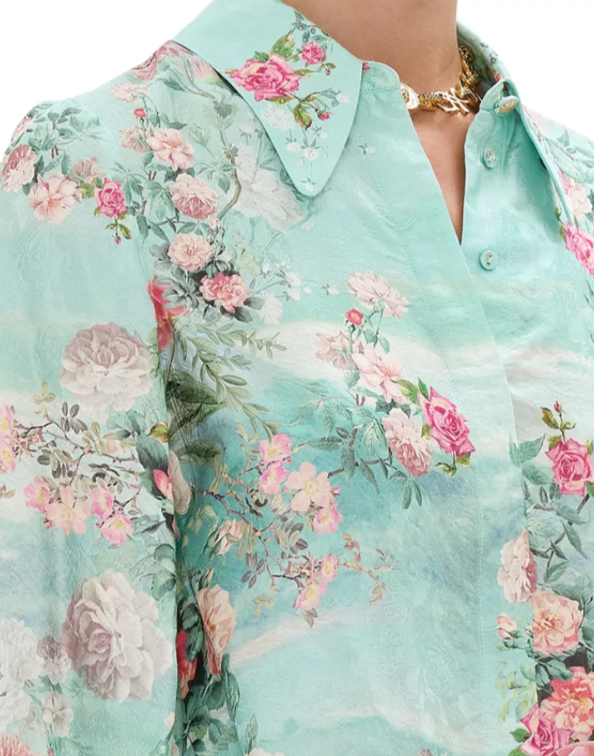 Camilla Silk Floral Print Blouse MSRP $699