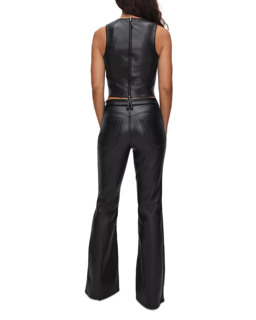 Good American Good Legs Coated High Rise Flare Jeans MSRP $179