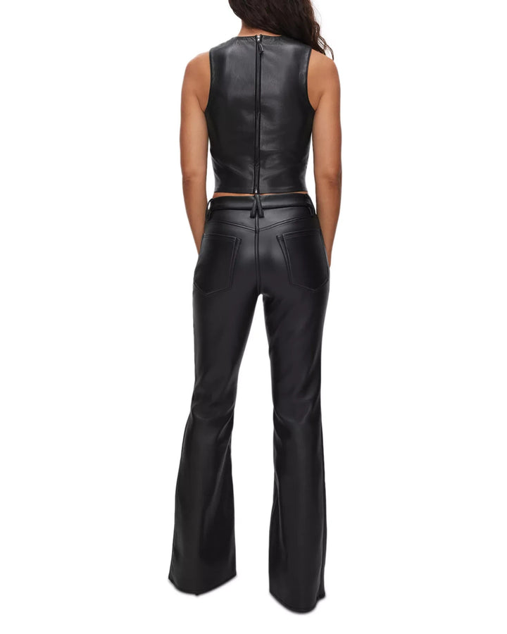 Good American Good Legs Coated High Rise Flare Jeans MSRP $179