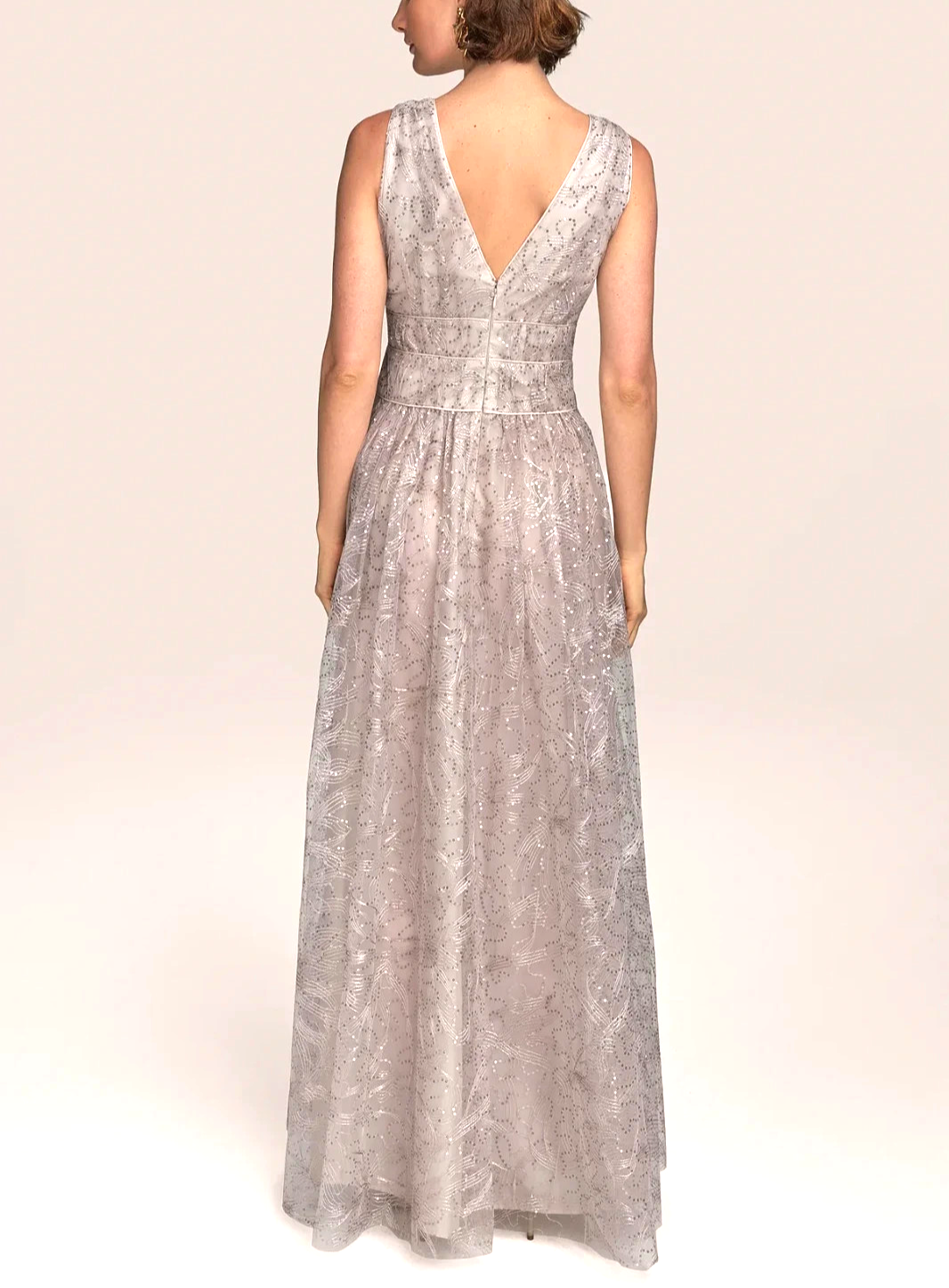 Donna Karan New York Women's Sequin Embroidered Mesh Sleeveless Gown MSRP $399