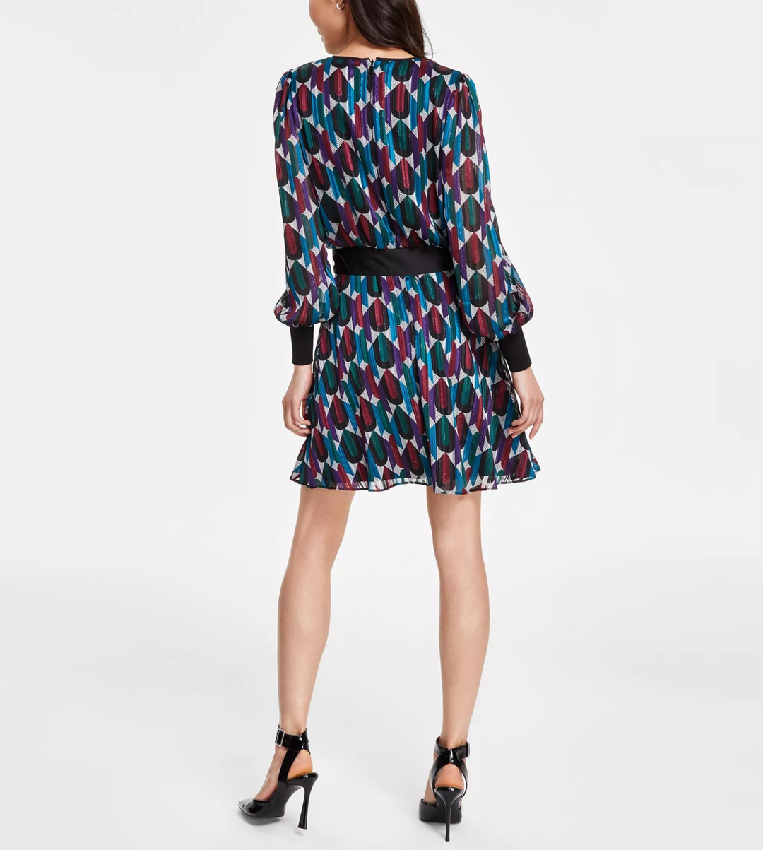 KARL LAGERFELD PARIS Women's Geo-Print A-Line Dress MSRP $148