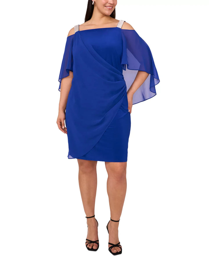 MSK Plus Size Embellished Cold-Shoulder Draped Shift Dress MSRP $89
