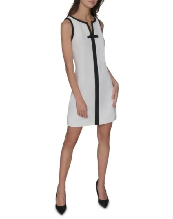 KARL LAGERFELD PARIS Split V Neck Sleeveless Dress MSRP $138
