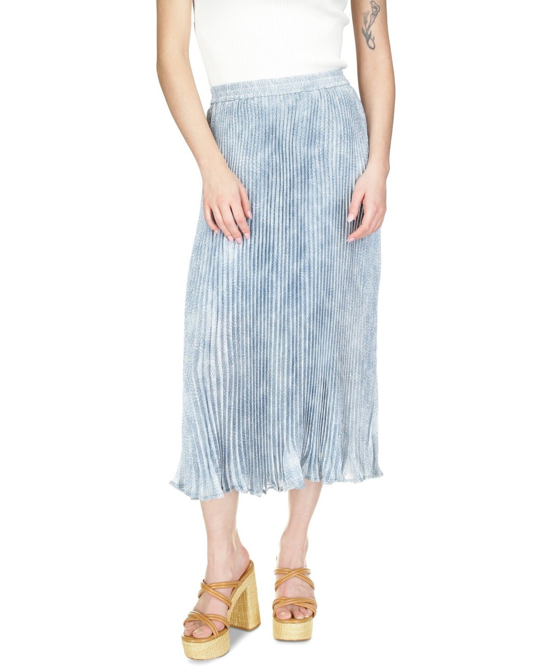 MICHAEL Michael Kors Tonal-Print Pleated Midi Skirt MSRP $175