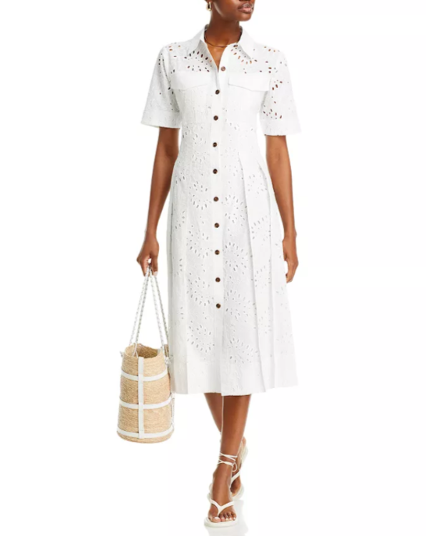 Derek Lam 10 Crosby Lincoln Short Sleeve Eyelet Dress MSRP $595