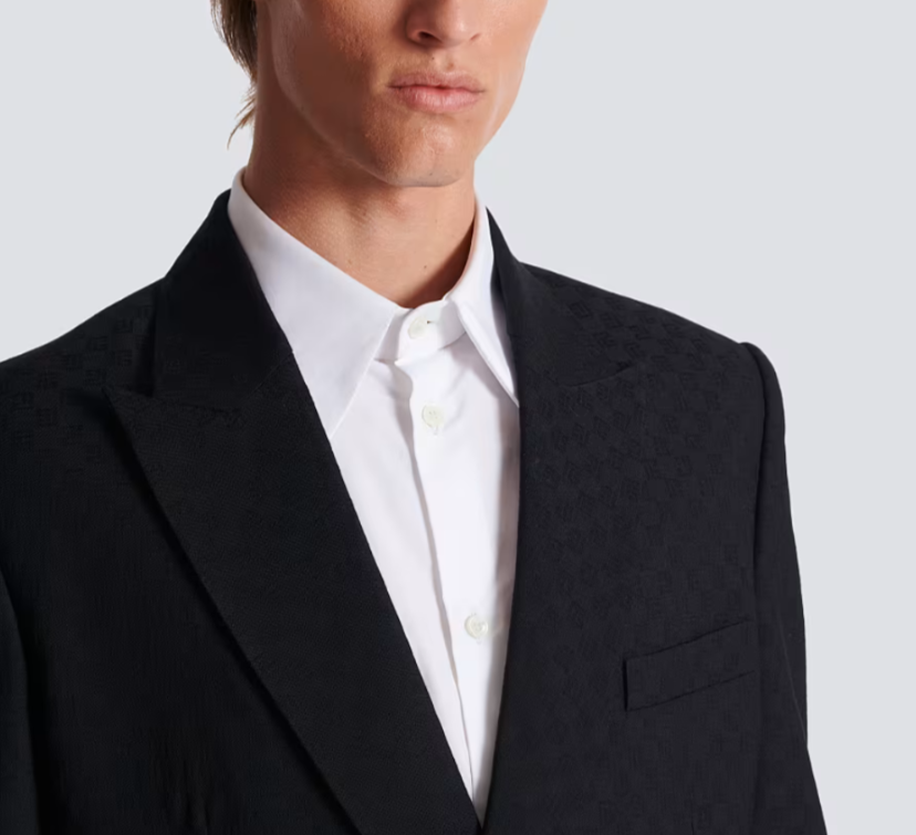 Balmain Monogram Wool Jacquard Sport Coat MSRP $2990