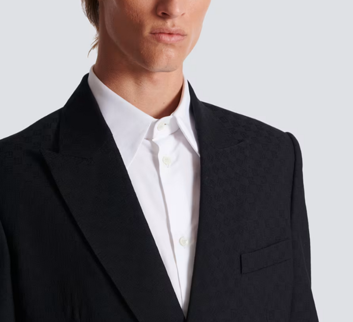 Balmain Monogram Wool Jacquard Sport Coat MSRP $2990