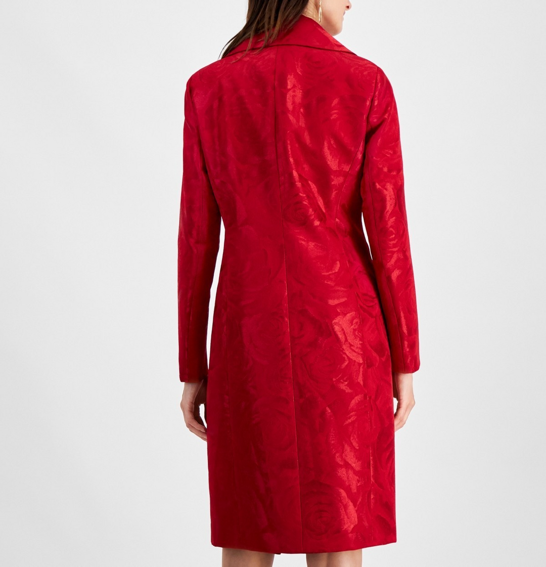 Kasper Women's Jacquard Peter-Pan-Collar Coat MSRP $159