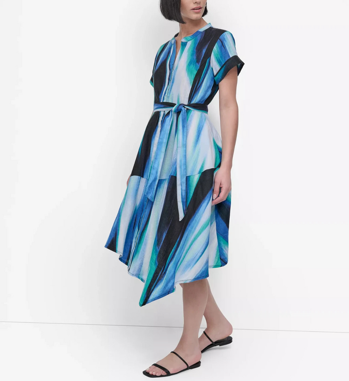 DKNY Women's Short-Sleeve Asymmetric Midi Dress MSRP $159